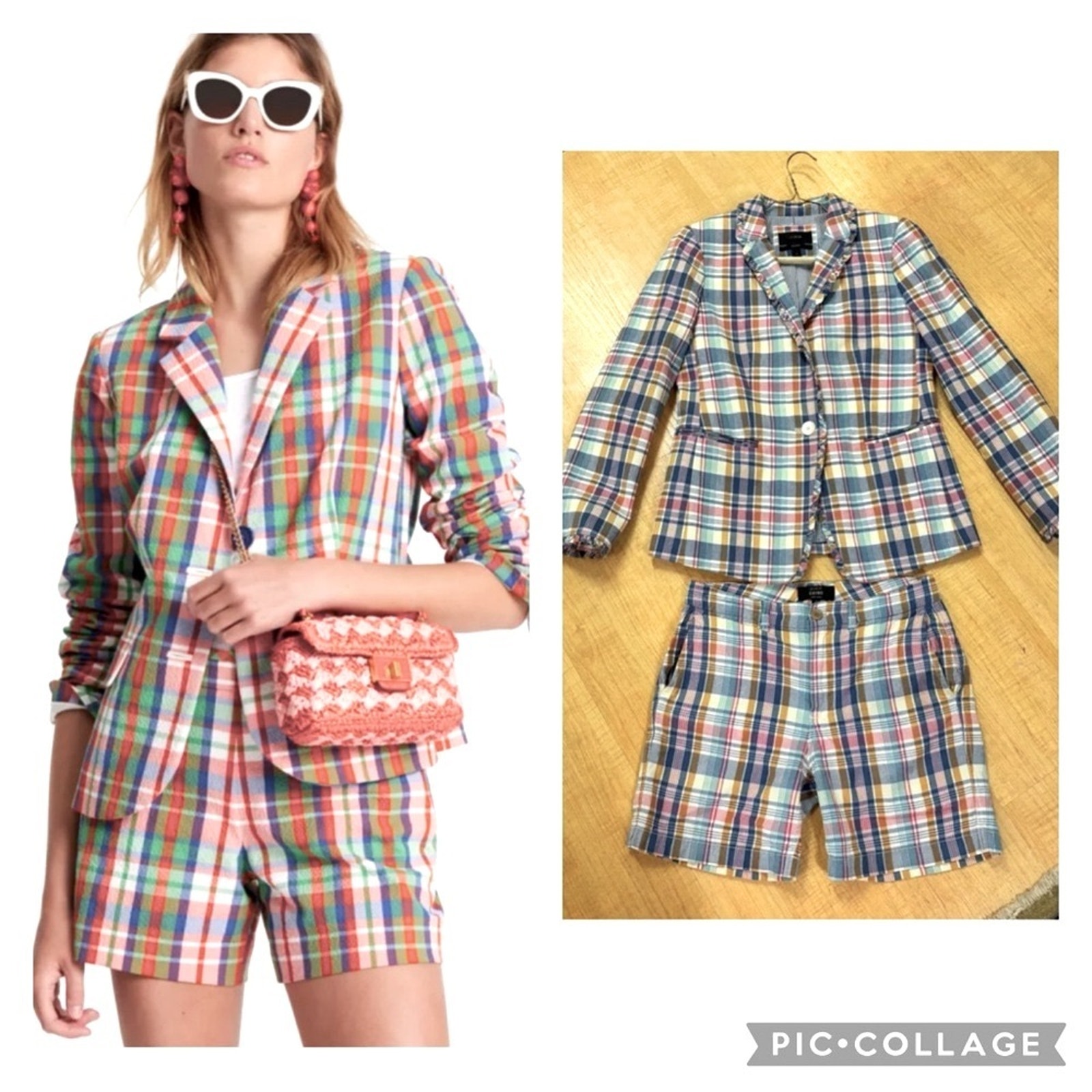J.Crew Madras Plaid Blazer + Shorts 4 / 2